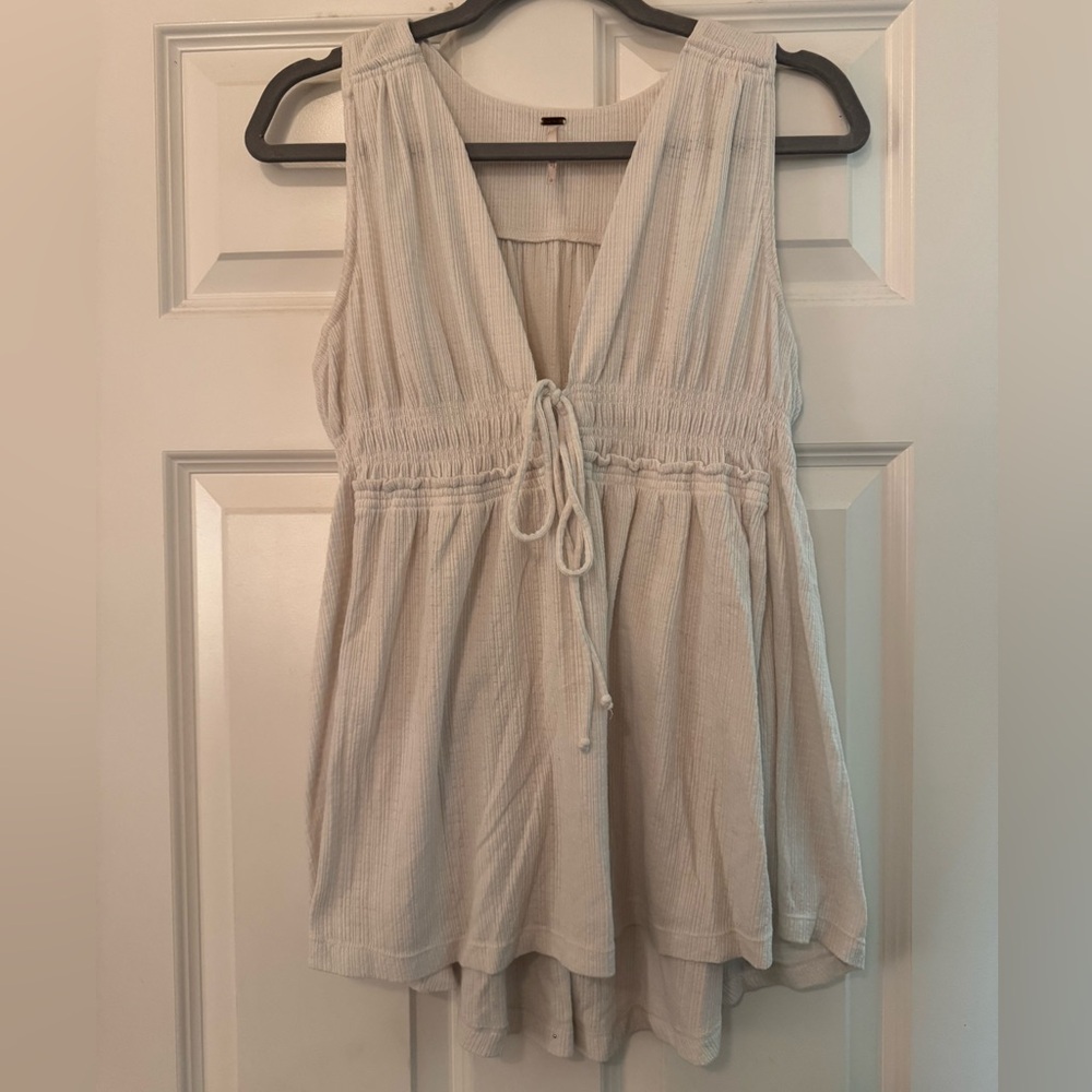 Sleeveless lace up free people white cami top